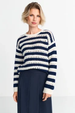 Gestreifter Lochstrickpullover<Rich & Royal New