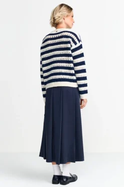 Gestreifter Lochstrickpullover<Rich & Royal New