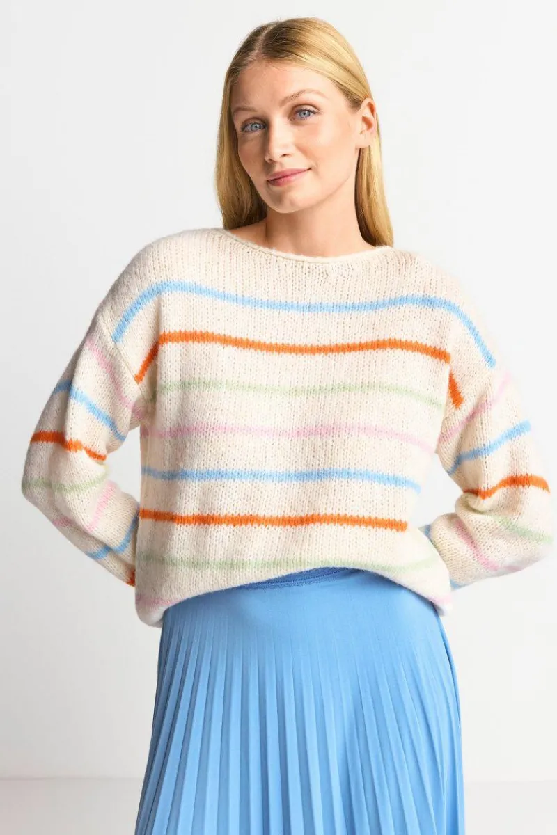 Gestreifter Pullover In Perlweiß<Rich & Royal Outlet