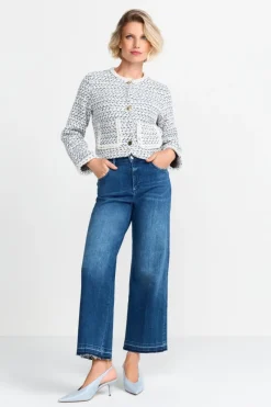 Kurze Bouclé-Jacke In Blauweiß<Rich & Royal Discount