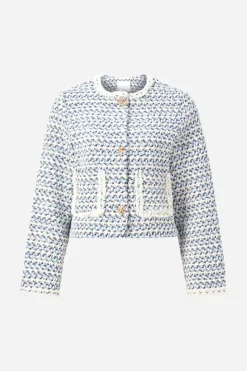 Kurze Bouclé-Jacke In Blauweiß<Rich & Royal Discount