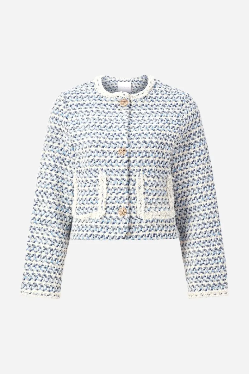 Kurze Bouclé-Jacke In Blauweiß<Rich & Royal Discount