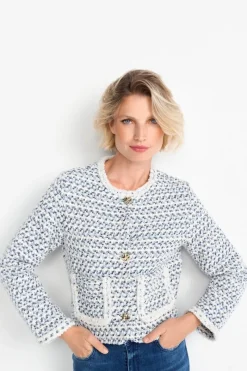 Kurze Bouclé-Jacke In Blauweiß<Rich & Royal Discount