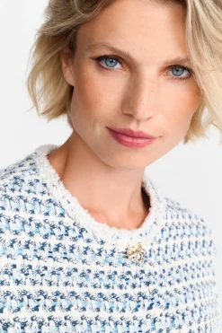 Kurze Bouclé-Jacke In Blauweiß<Rich & Royal Discount