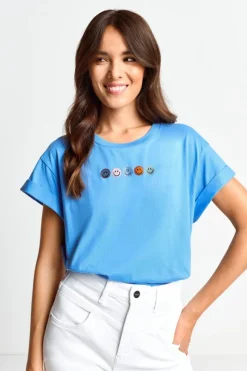 T-Shirt Mit Strass-Smileys<Rich & Royal Discount