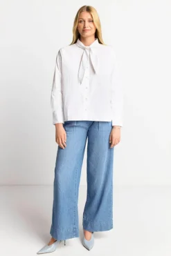 Weiße Bluse Mit Bindekragen<Rich & Royal