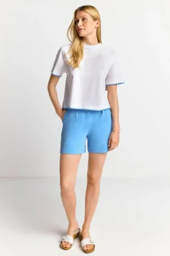 Weißes T-Shirt Mit Blauen Stickereien<Rich & Royal Hot