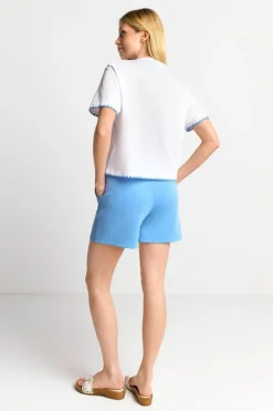 Weißes T-Shirt Mit Blauen Stickereien<Rich & Royal Hot