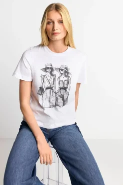Weißes T-Shirt Mit Statement-Print<Rich & Royal Clearance