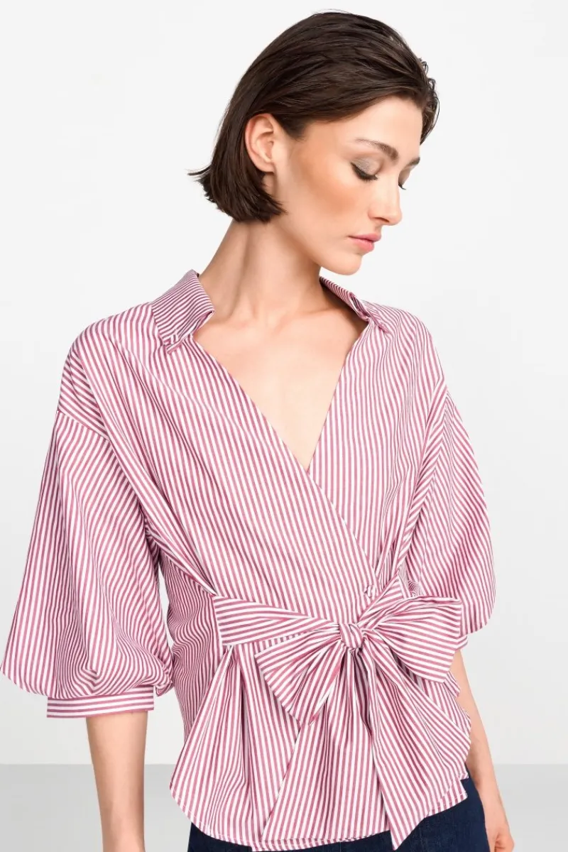Wickelbluse Mit V-Neck Und Streifen<Rich & Royal Discount