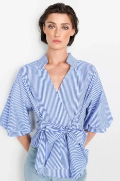 Wickelbluse Mit V-Neck Und Streifen<Rich & Royal Discount