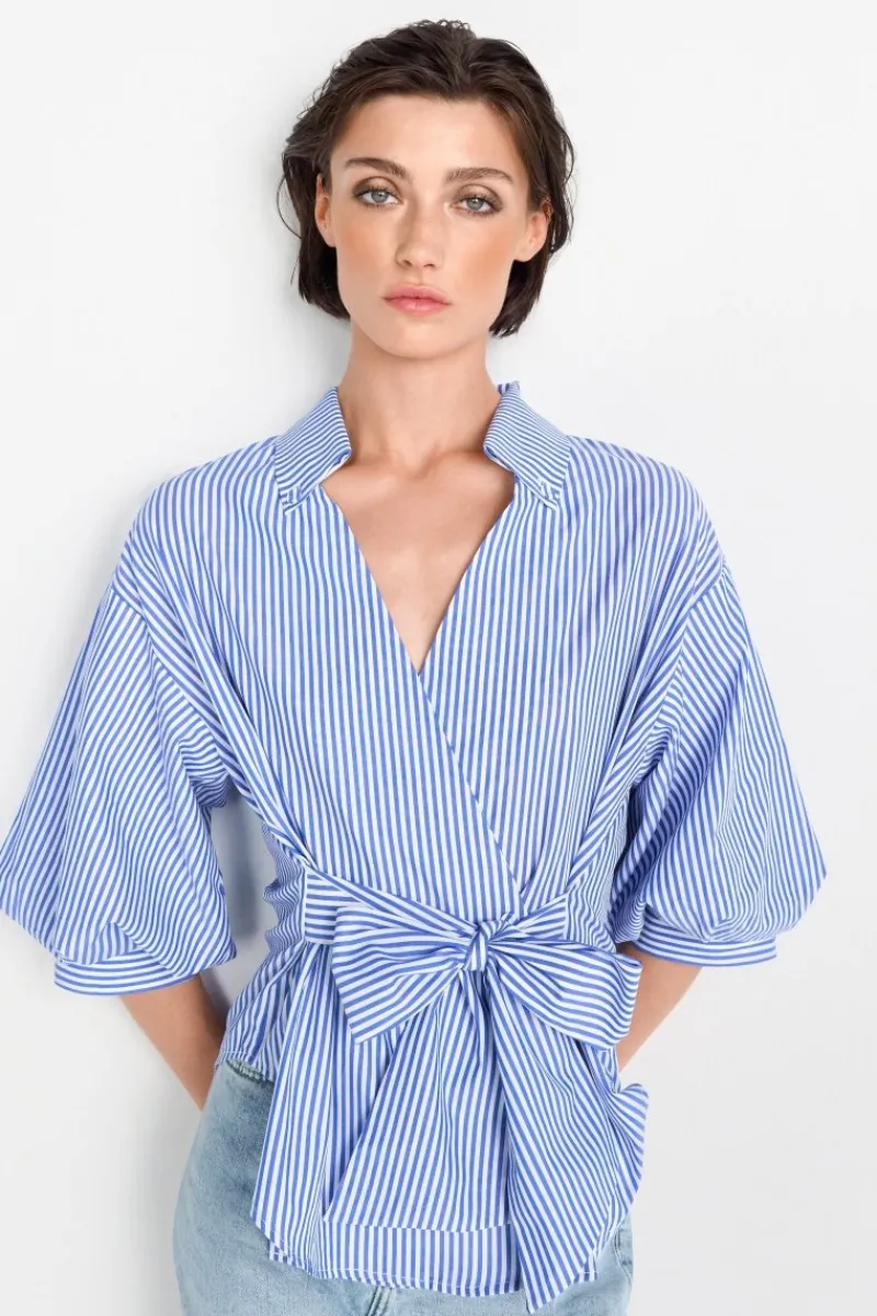 Wickelbluse Mit V-Neck Und Streifen<Rich & Royal Discount